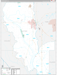 Sutter County, CA Wall Map Premium Style 2024
