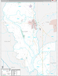 Sutter County, CA Wall Map Premium Style 2026