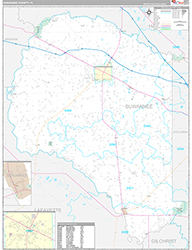 Suwannee County, FL Wall Map Premium Style 2026