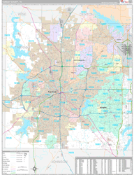 Tarrant County, TX Wall Map Premium Style 2024