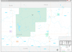 Taylor County, WI Wall Map Premium Style 2024