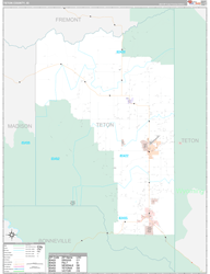 Teton County, ID Wall Map Premium Style 2024