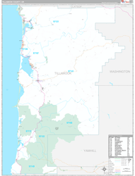 Tillamook County, OR Wall Map Premium Style 2024
