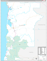 Tillamook County, OR Wall Map Premium Style 2026