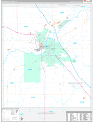 Tippecanoe County, IN Wall Map Premium Style 2024
