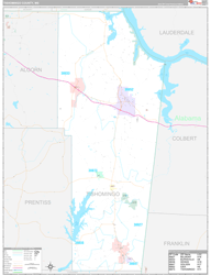 Tishomingo County, MS Wall Map Premium Style 2024