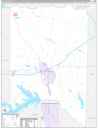Titus County, TX Wall Map Premium Style 2024