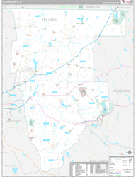 Tolland County Wall Map Premium Style 2026