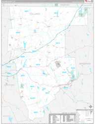 Tolland County, CT Wall Map Premium Style 2024