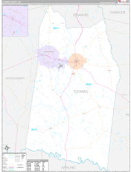 Toombs County, GA Wall Map Premium Style 2024