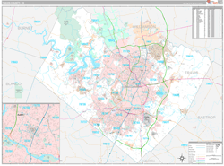 Travis County, TX Wall Map Premium Style 2024