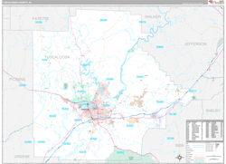 Tuscaloosa County, AL Wall Map Premium Style 2024