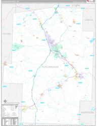 Tuscarawas County, OH Wall Map Premium Style 2024