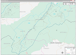 Unicoi County Wall Map Premium Style 2026