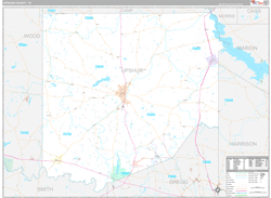 Upshur County, TX Wall Map Premium Style 2024