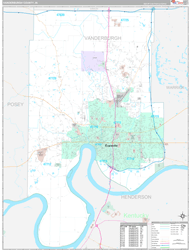 Vanderburgh County, IN Wall Map Premium Style 2024