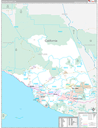 Ventura County, CA Wall Map Premium Style 2026