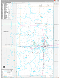 Vermilion County, IL Wall Map Premium Style 2026