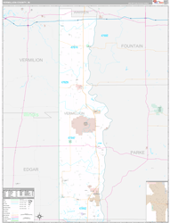 Vermillion County, IN Wall Map Premium Style 2024