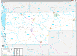 Vernon County Wall Map Premium Style 2026