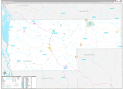 Vernon County, WI Wall Map Premium Style 2024