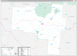 Vinton County, OH Wall Map Premium Style 2024