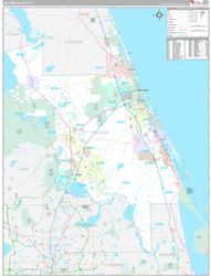 Volusia County, FL Wall Map Premium Style 2024