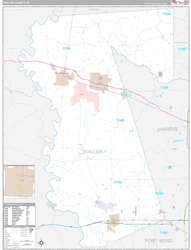 Waller County, TX Wall Map Premium Style 2024