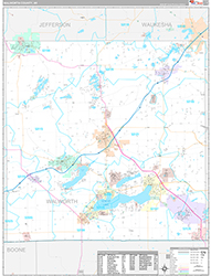 Walworth County Wall Map Premium Style 2026