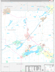 Walworth County, WI Wall Map Premium Style 2024