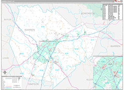 Warren County Wall Map Premium Style 2026