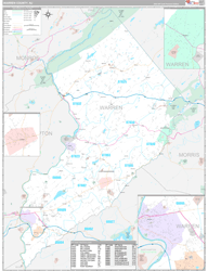Warren County, NJ Wall Map Premium Style 2024