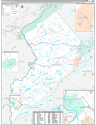 Warren County, NJ Wall Map Premium Style 2026