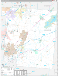 Warren County, OH Wall Map Premium Style 2024