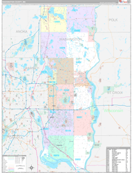 Washington County, MN Wall Map Premium Style 2024
