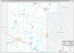 Waupaca County Wall Map Premium Style 2026