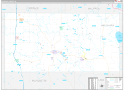 Waushara County, WI Wall Map Premium Style 2024