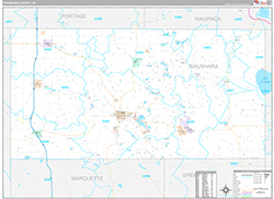Waushara County, WI Wall Map Premium Style 2026