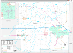 Wayne County Wall Map Premium Style 2026