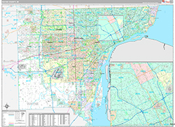 Wayne County Wall Map Premium Style 2026