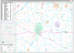 Wayne County Wall Map Premium Style 2026