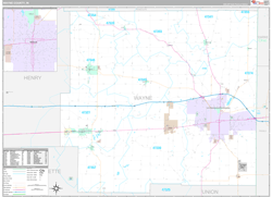 Wayne County, IN Wall Map Premium Style 2024