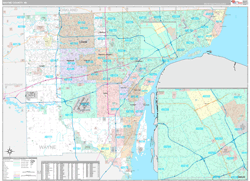 Wayne County, MI Wall Map Premium Style 2024