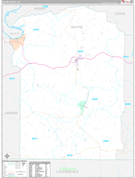 Wayne County, TN Wall Map Premium Style 2024