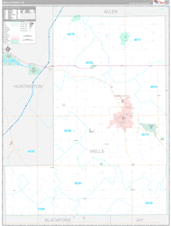 Wells County, IN Wall Map Premium Style 2024