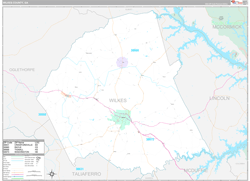 Wilkes County, GA Wall Map Premium Style 2024