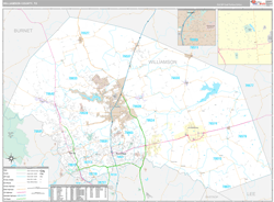 Williamson County, TX Wall Map Premium Style 2024