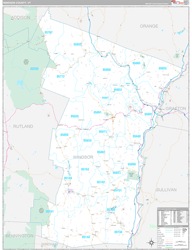 Windsor County, VT Wall Map Premium Style 2024