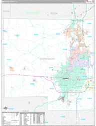 Winnebago County, IL Wall Map Premium Style 2024