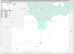 Winston County, MS Wall Map Premium Style 2024